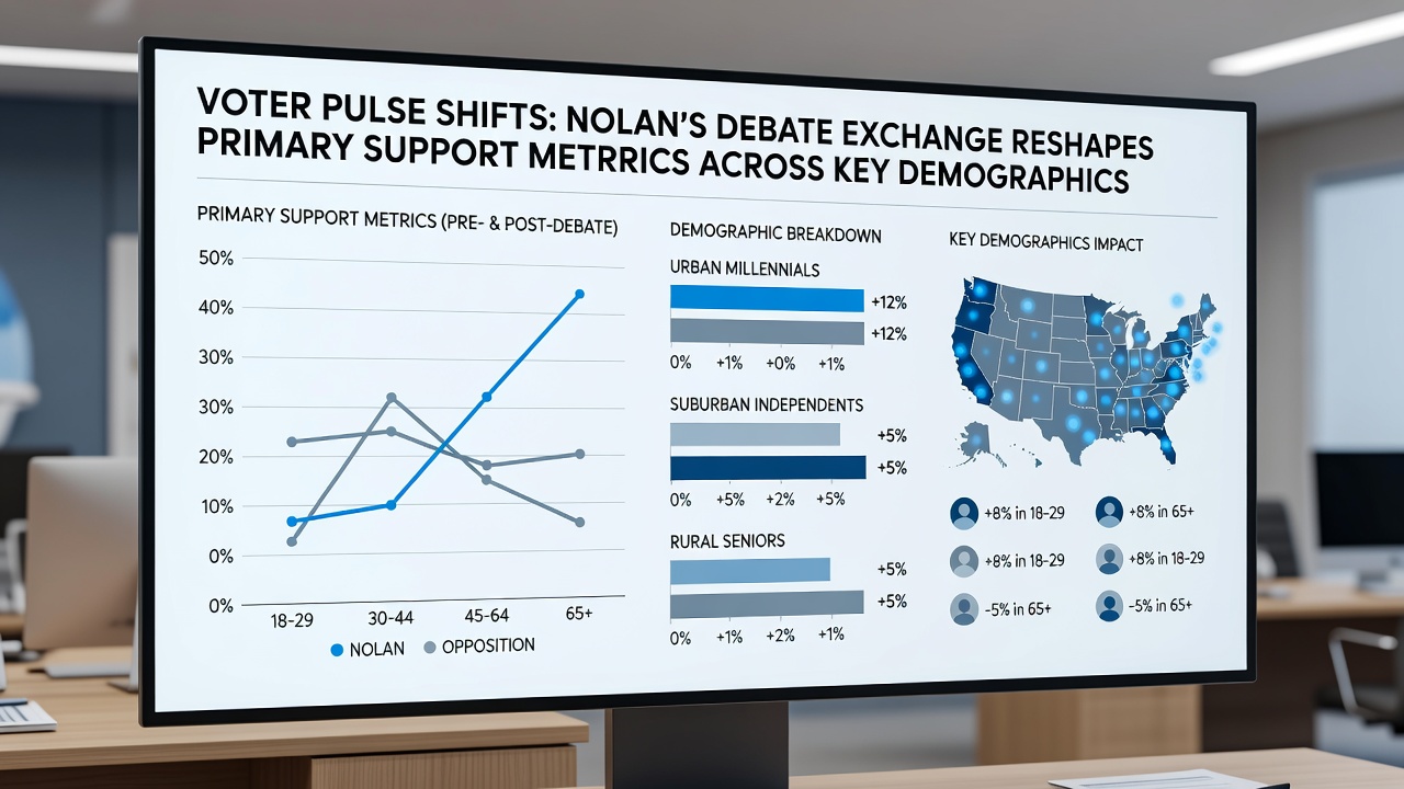 Polling data visualization showing demographic support changes post-debate